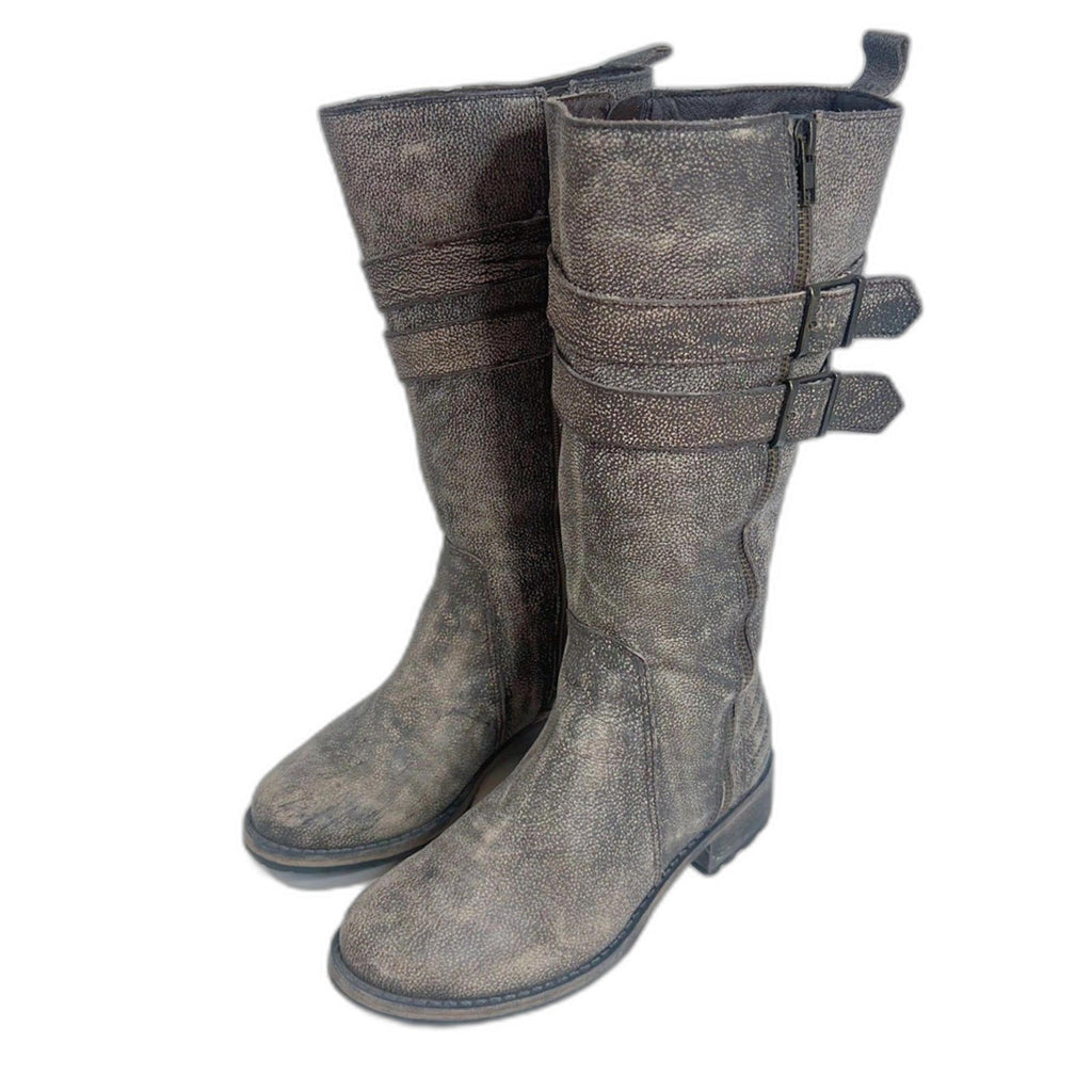 Matisse Roady Distressed Leather Moto Boot Taupe Brown Western Grunge Size 7.5 W