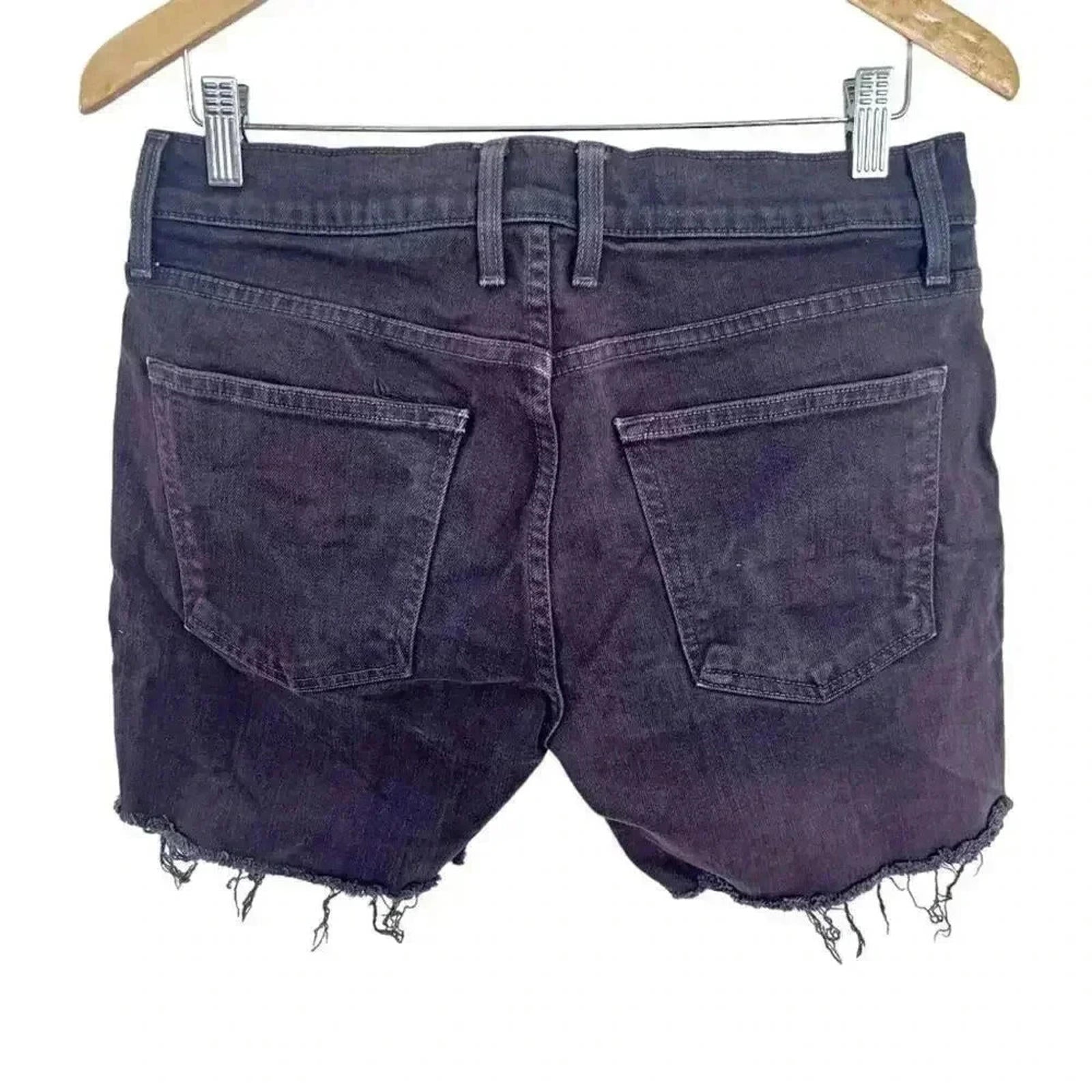 DSTLD Dark Plum Grey Jean Shorts Distressed Mid Rise Women's Size 31