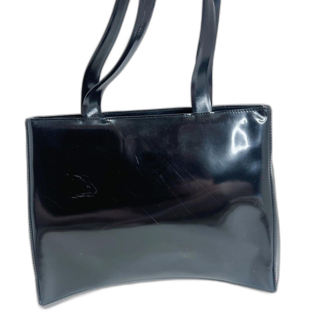 Coccinelle Black Patent Leather Shoulder Bag Purse y2k Contemporary Sleek