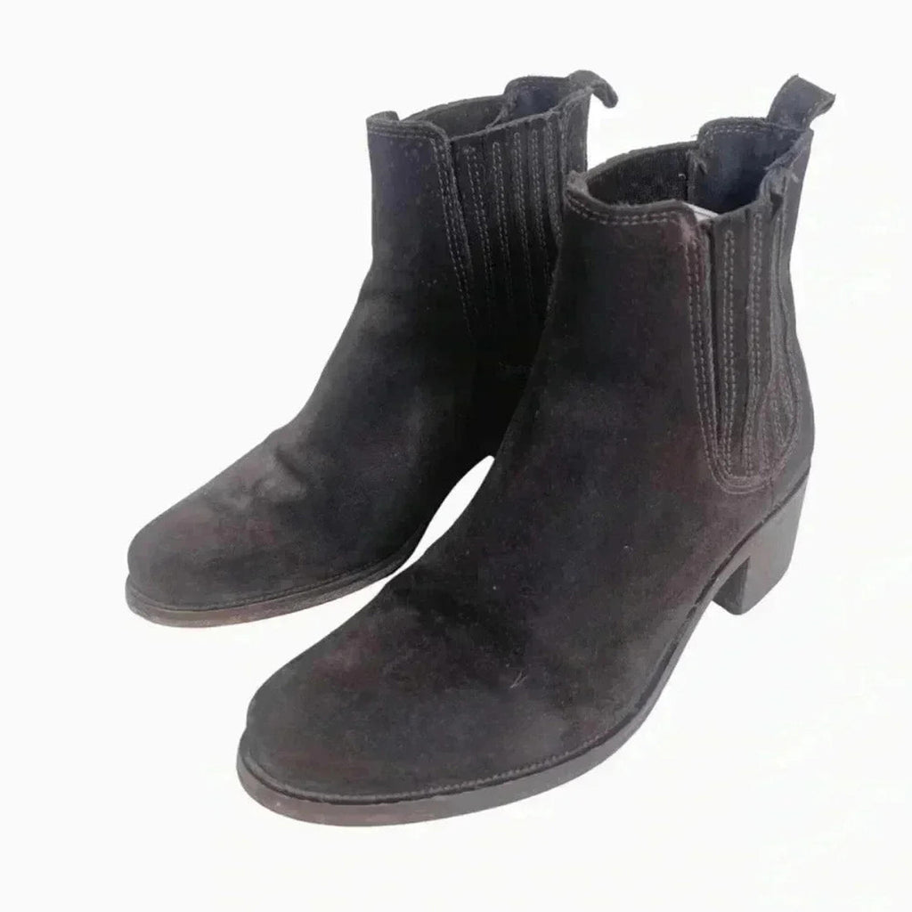 La Canadienne Brown Suede Booties Ankle Boots Leather Women's Size 5