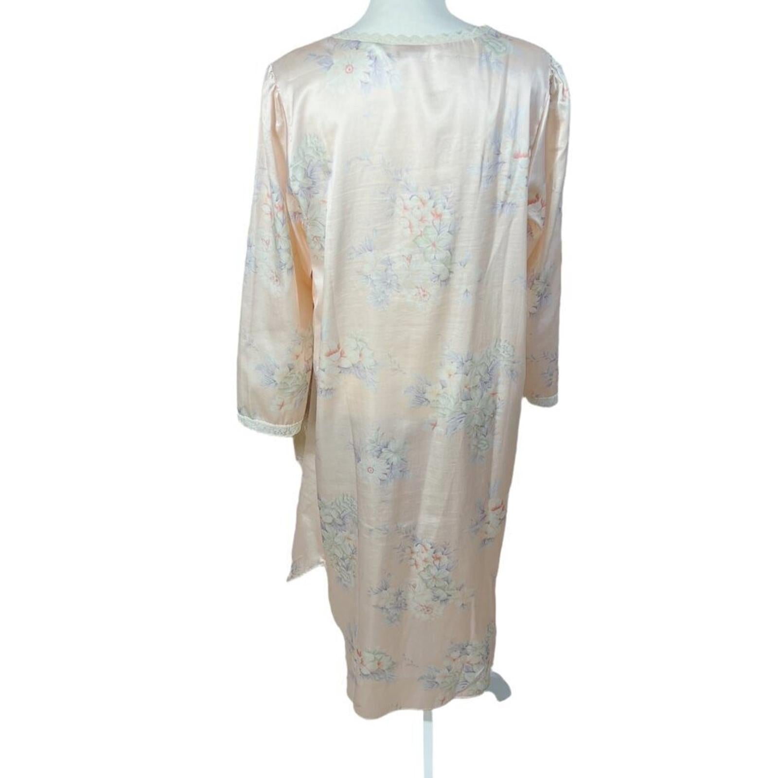 Vintage Barbizon Pink Satin Nightgown Lace Trim Bow Coquette 1980s Size M
