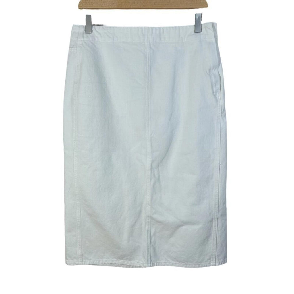 Uniqlo White Denim Pencil Skirt Knee Length Women's Size 10