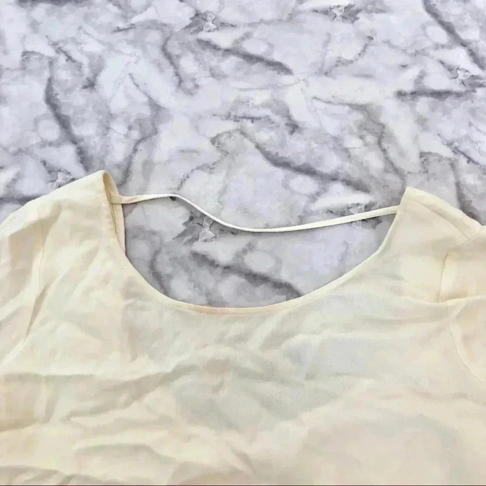 Ella Moss Cream Blouse Open Back Long Sleeve Office Women's Size S