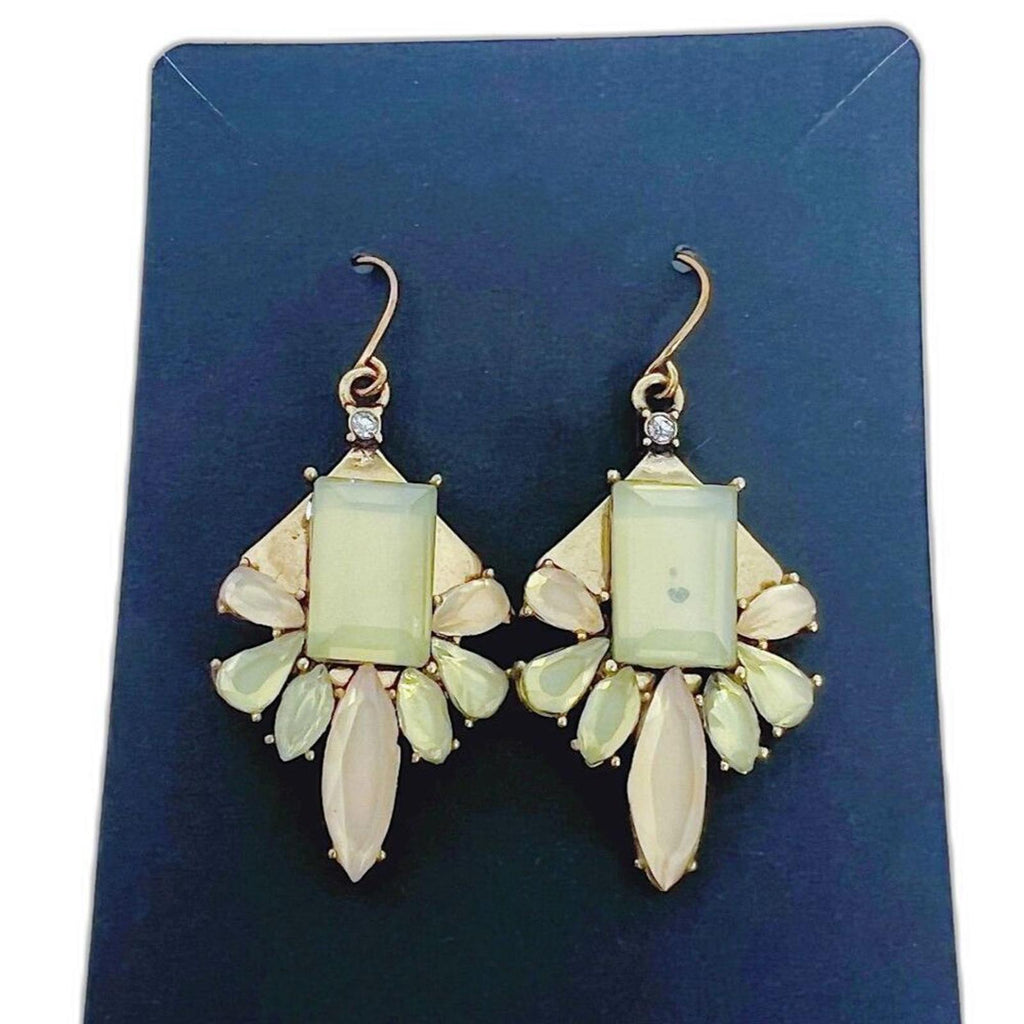 J. Crew Green and Yellow Geometric Statement Earrings
