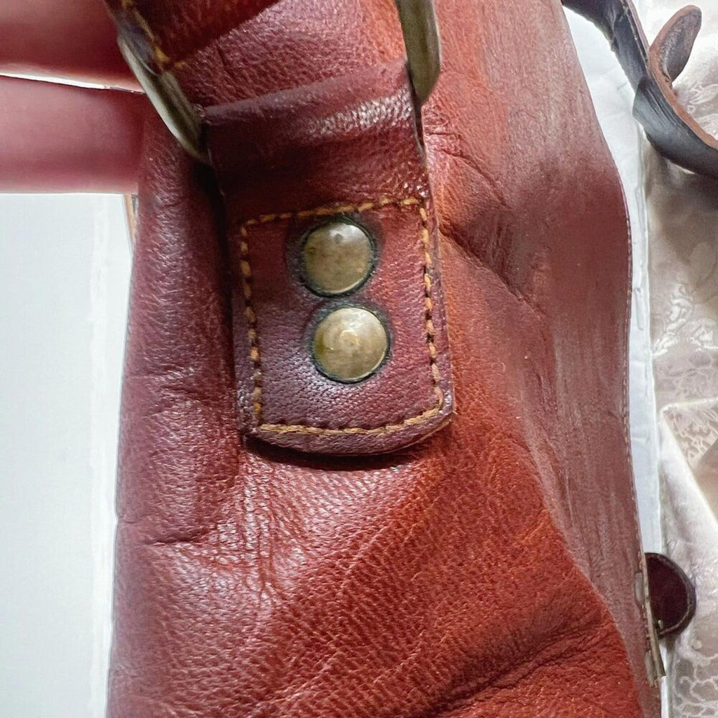 Vintage Cognac Leather Messenger Back Satchel Briefcase Laptop Case