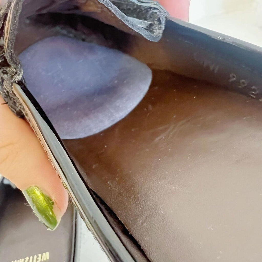 Stuart Weitzman Black Patent Leather Loafer Mules Buckled Slide Women's Size 6