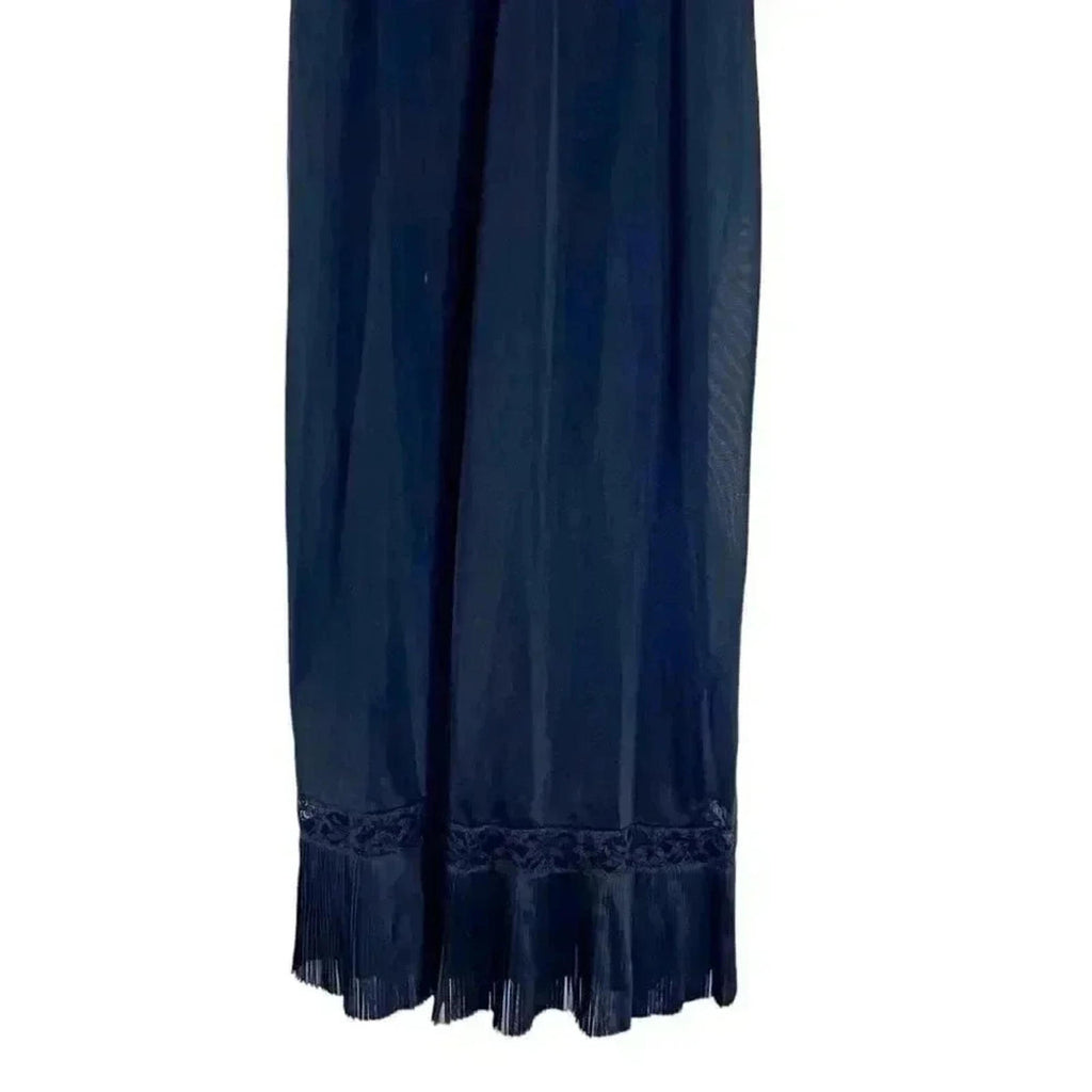 Vintage Vanity Fair Black Lace Slip Midi Dress Women's Size 4