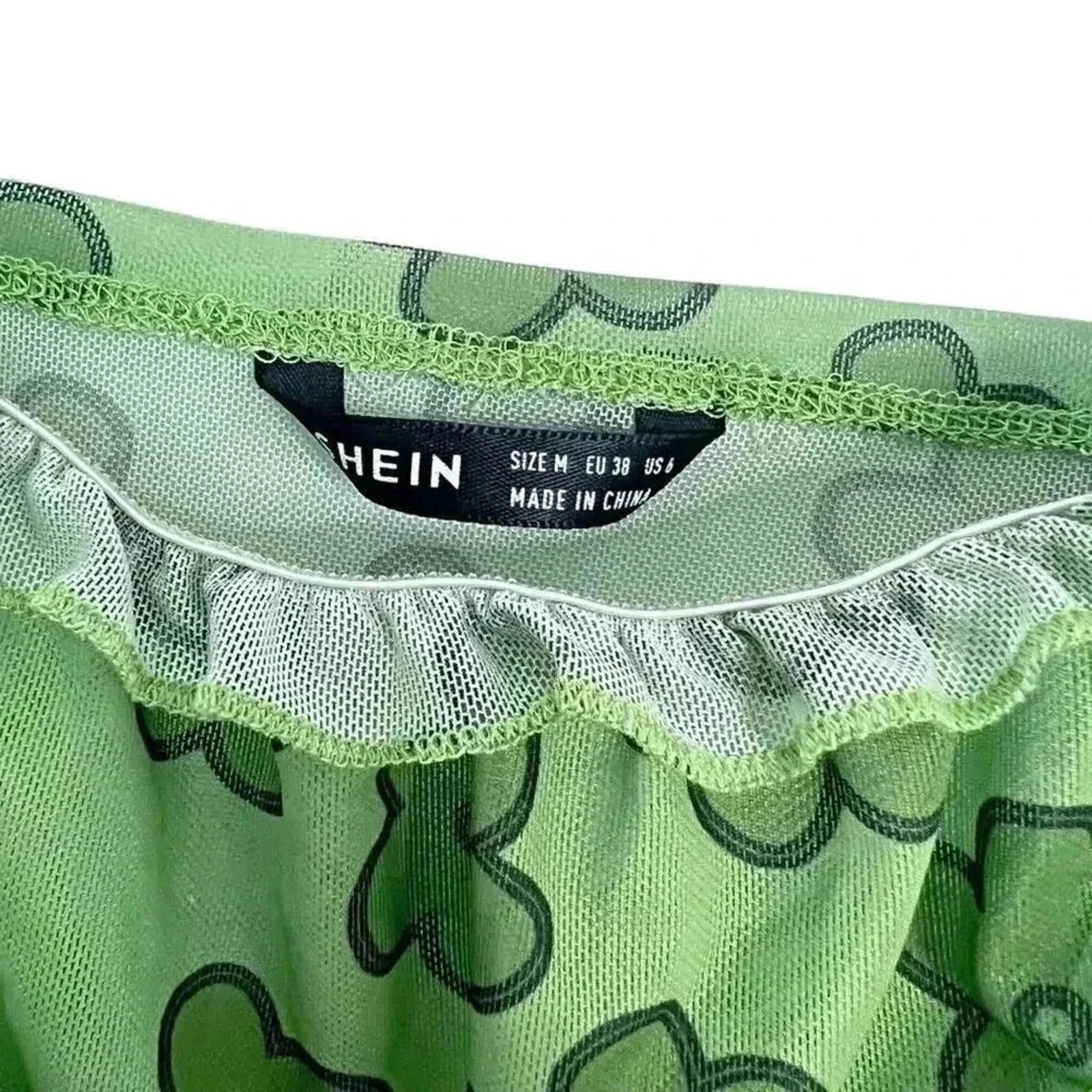 ❤️ 3/$15 Shein Green Floral Mesh Triangle Tank Top Rave Festival Womens' Size M