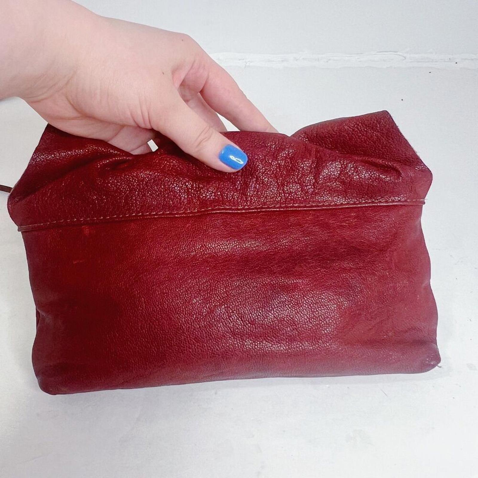 RARE Vintage Susan Farber Dark Red Leather Bow Crossbody Bag Purse Coquette