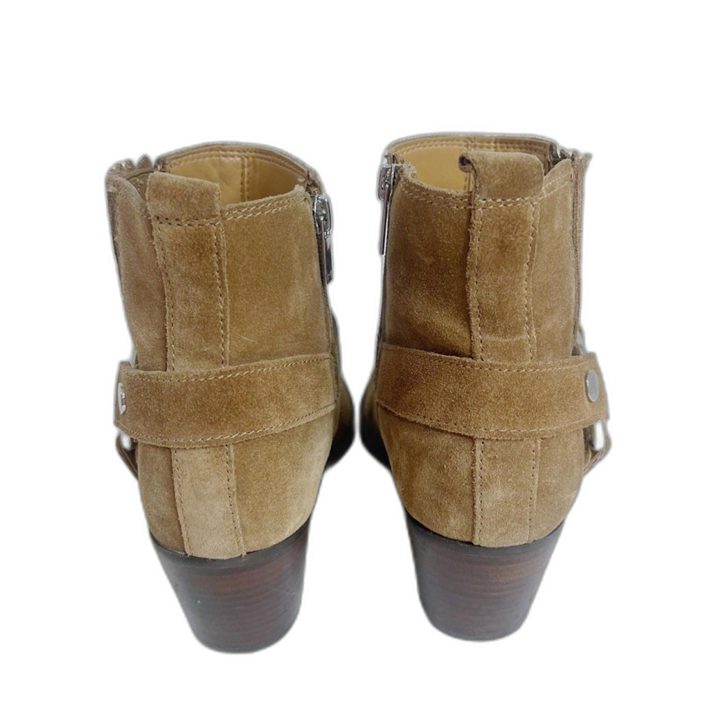 Marc Fisher Halie Tan Suede Booties Leather Ankle Boots Western Size 9
