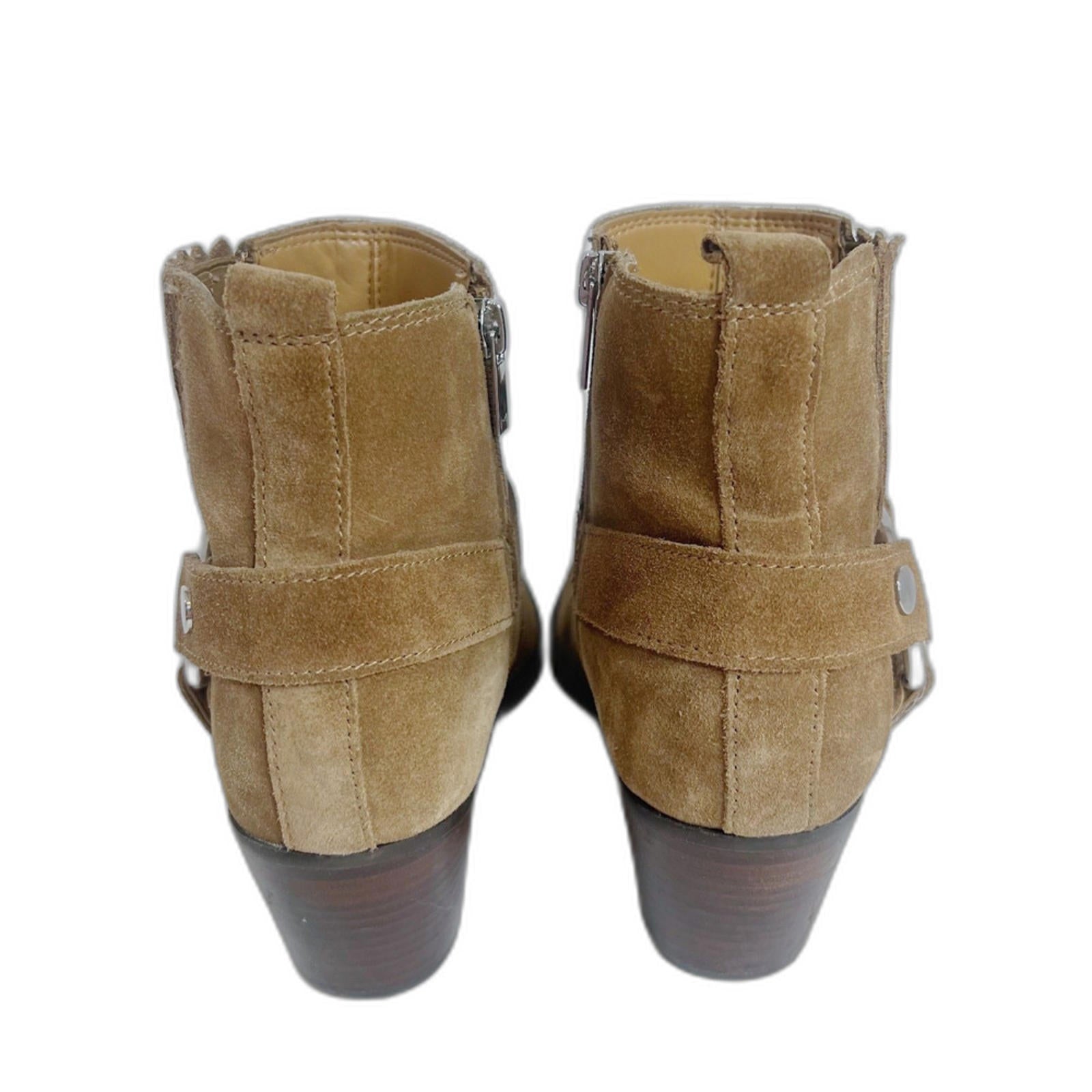 Marc Fisher Halie Tan Suede Booties Leather Ankle Boots Western Size 9