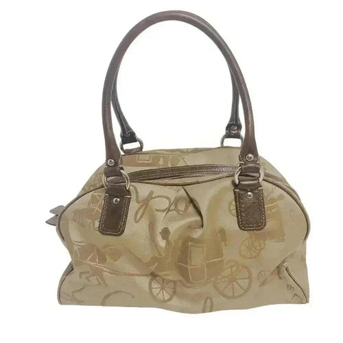 Coach Golden Embroidered Stagecoach Handbag Shoulder Bag