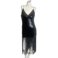 Forever 21 Black Sequined Fringe Dress Flapper Dress Women's Size M