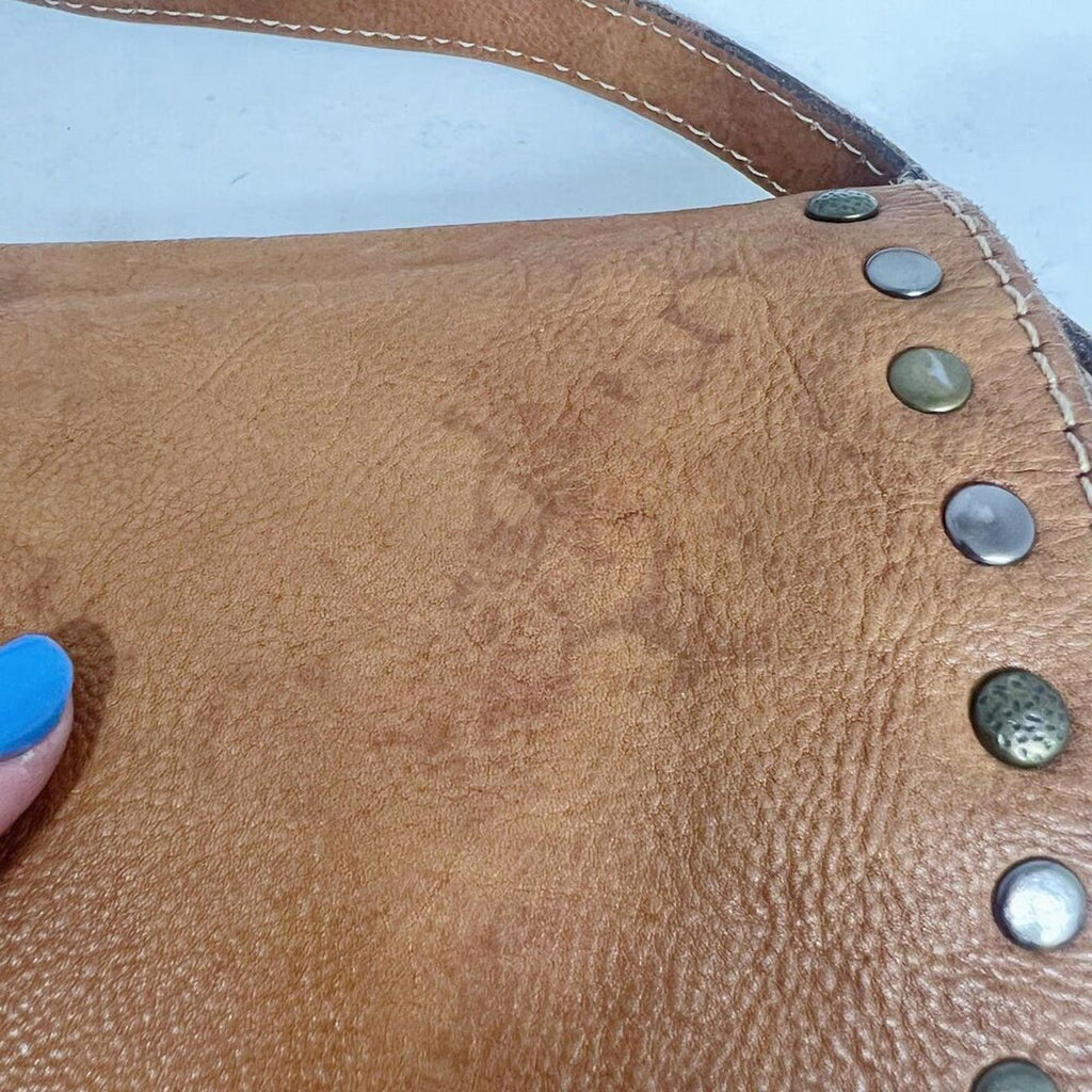Patricia Nash Brown Leather Studded Crossbody Bag Boho Western Purse