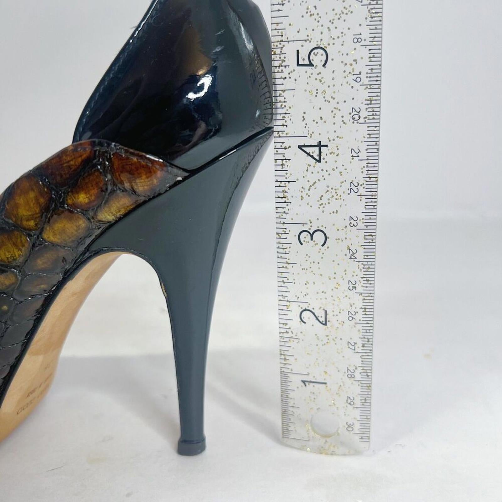 Giuseppe Zanotti Crocodile Embossed Patent Leather Pumps Peep Toe Heels Size