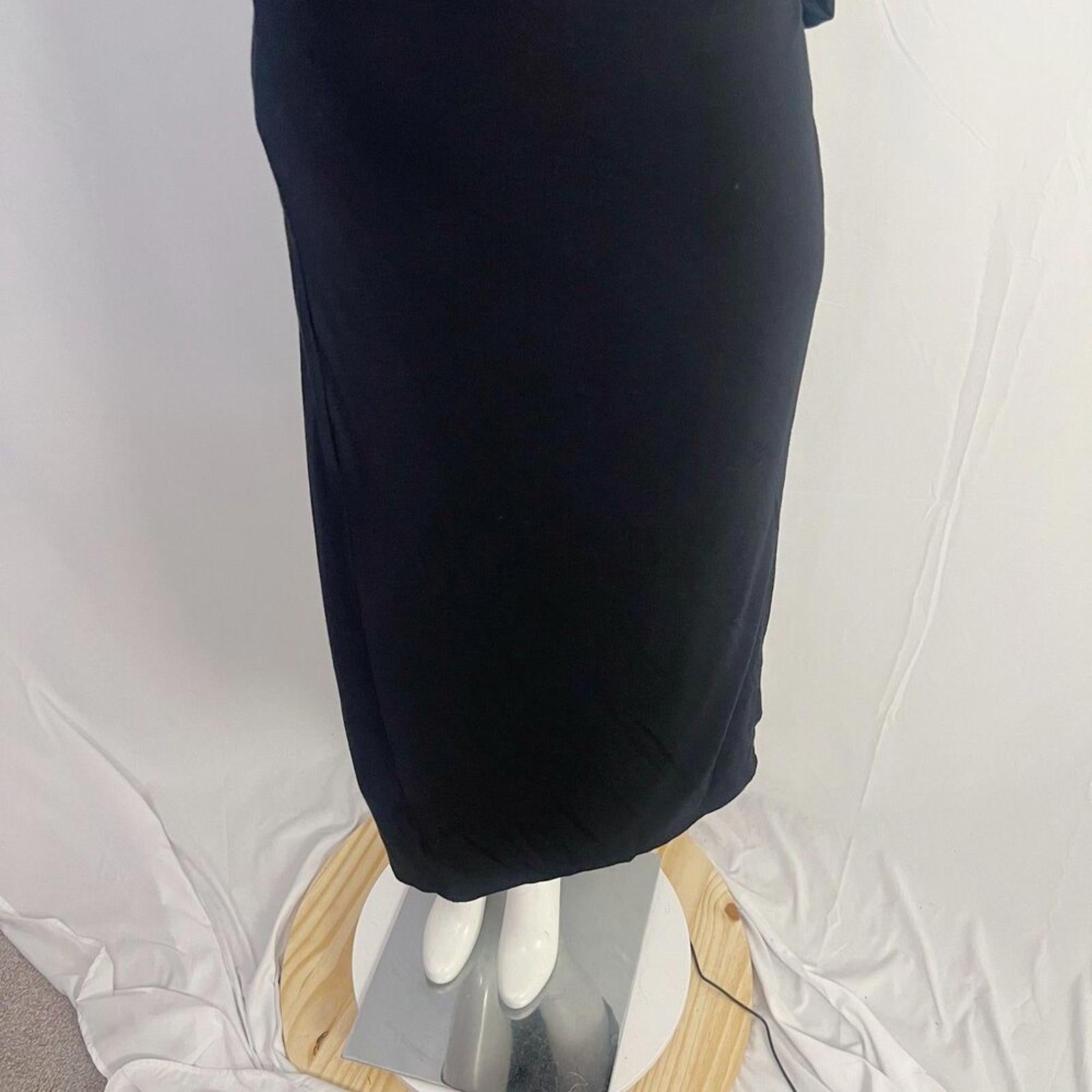 NWT Vince Scoop Neck Jersey Wrap Dress in Black Midi Dress Women's Size M