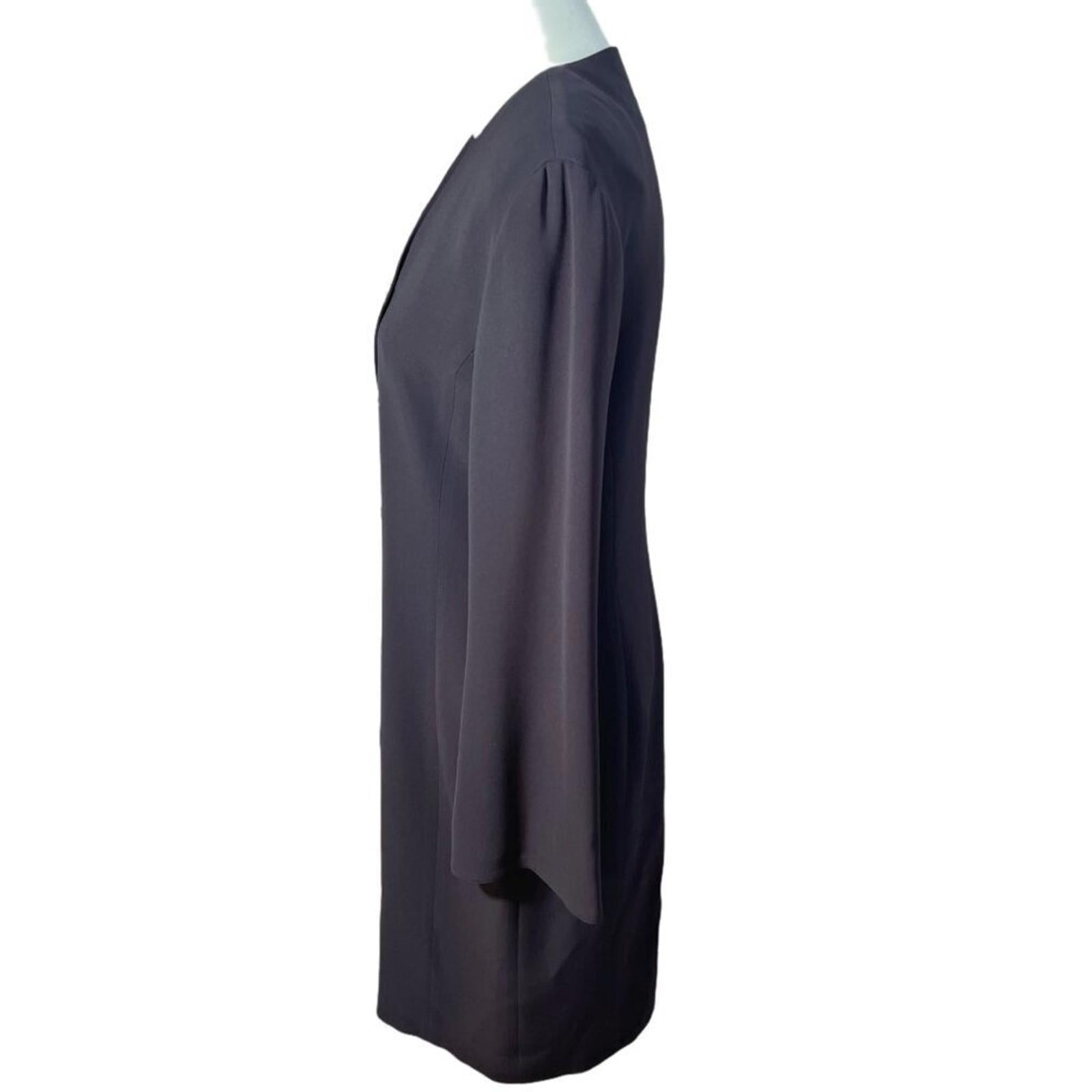 Vintage Linda Allard Ellen Tracy Dark Brown Long Sleeve Dress Size 8 80s 90s