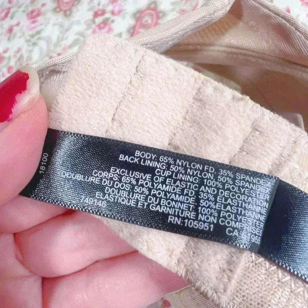 Natori Nude Bra Lined Mesh Overlay 32DD