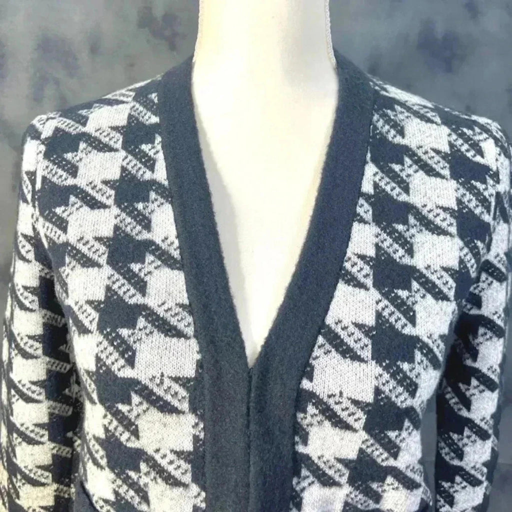 Ann Taylor Petite Houndstooth Black and White Cardigan Size XSP