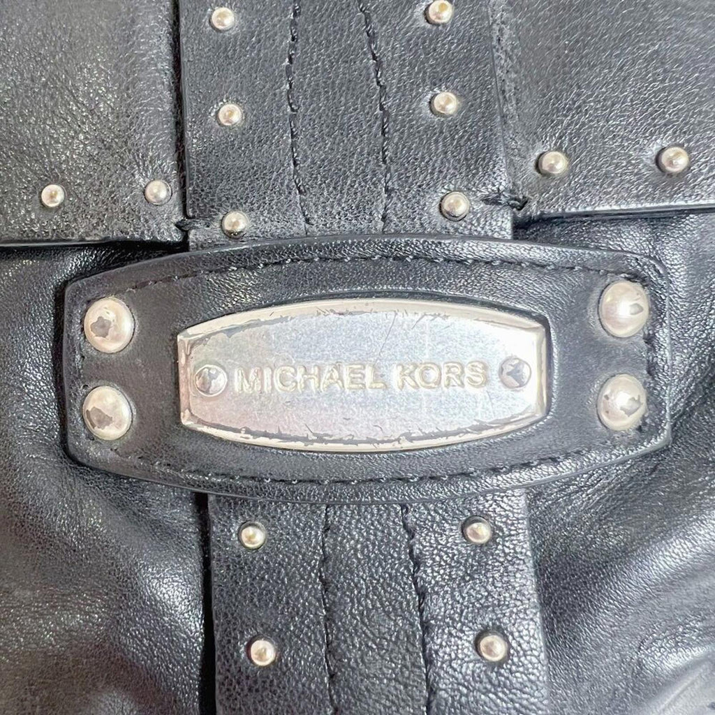 y2k Vintage Michael Kors Astor Black Leather Studded Shoulder Bag Rocker Chic
