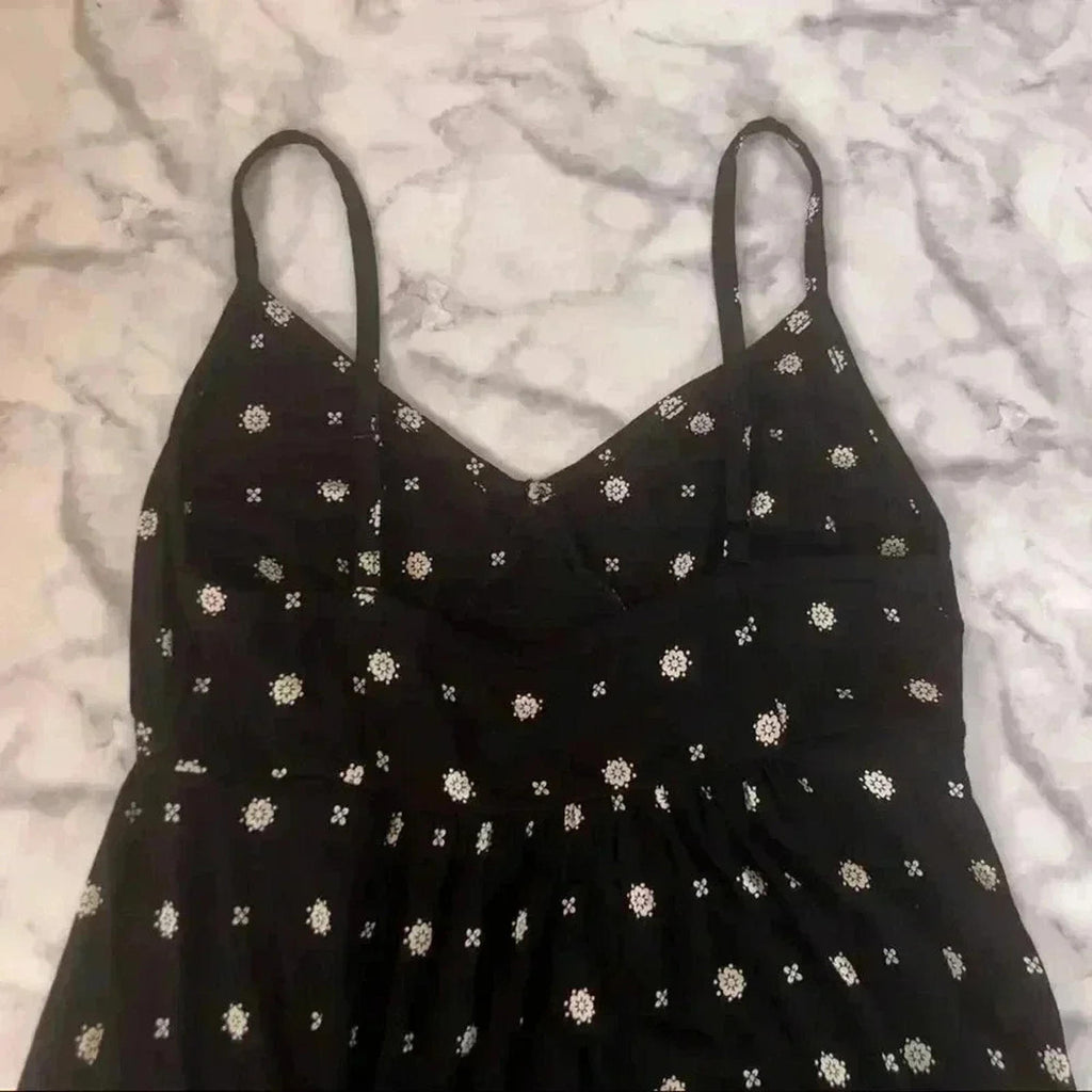 NWT Black White Patterned Maxi Dress Summer Sun Dress Women's Size S