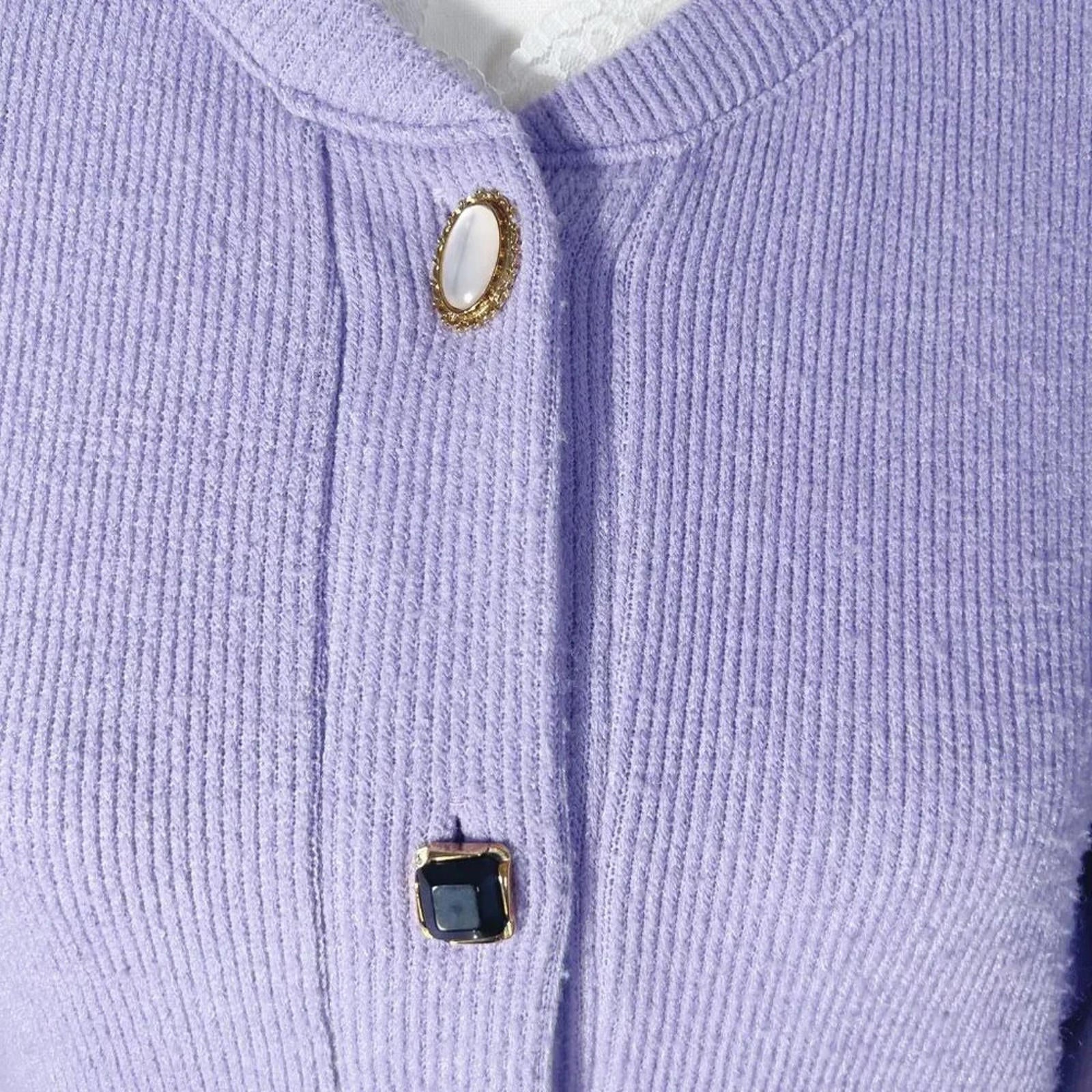 Ordinary Holiday Korean Light Purple Lavender Button Up Cardigan Lace Size L