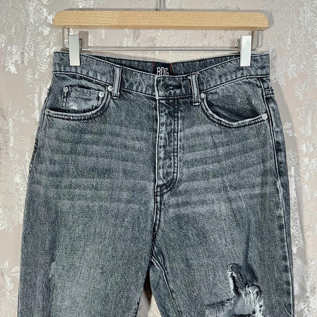 BDG Slim Straight Black Distressed Jeans Mom Jeans Women's Size 28 Grunge Punk