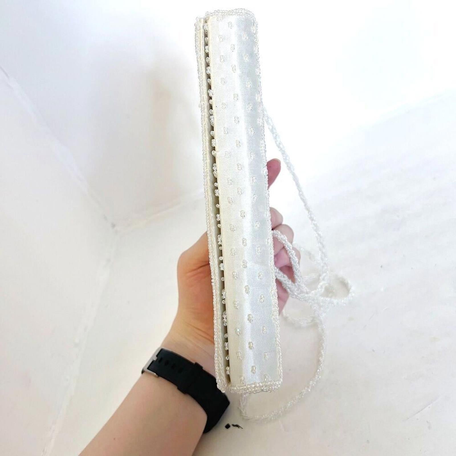 Vintage 80s La Regale White Beaded Evening Bag Clutch Structured