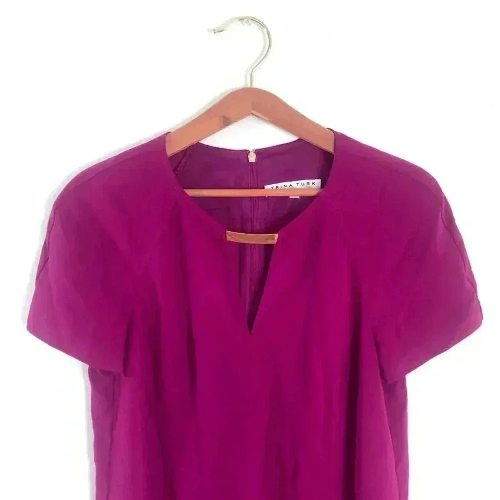 Trina Turk Embellished Keyhole Mini Dress Fuscia Pink Women's Size M