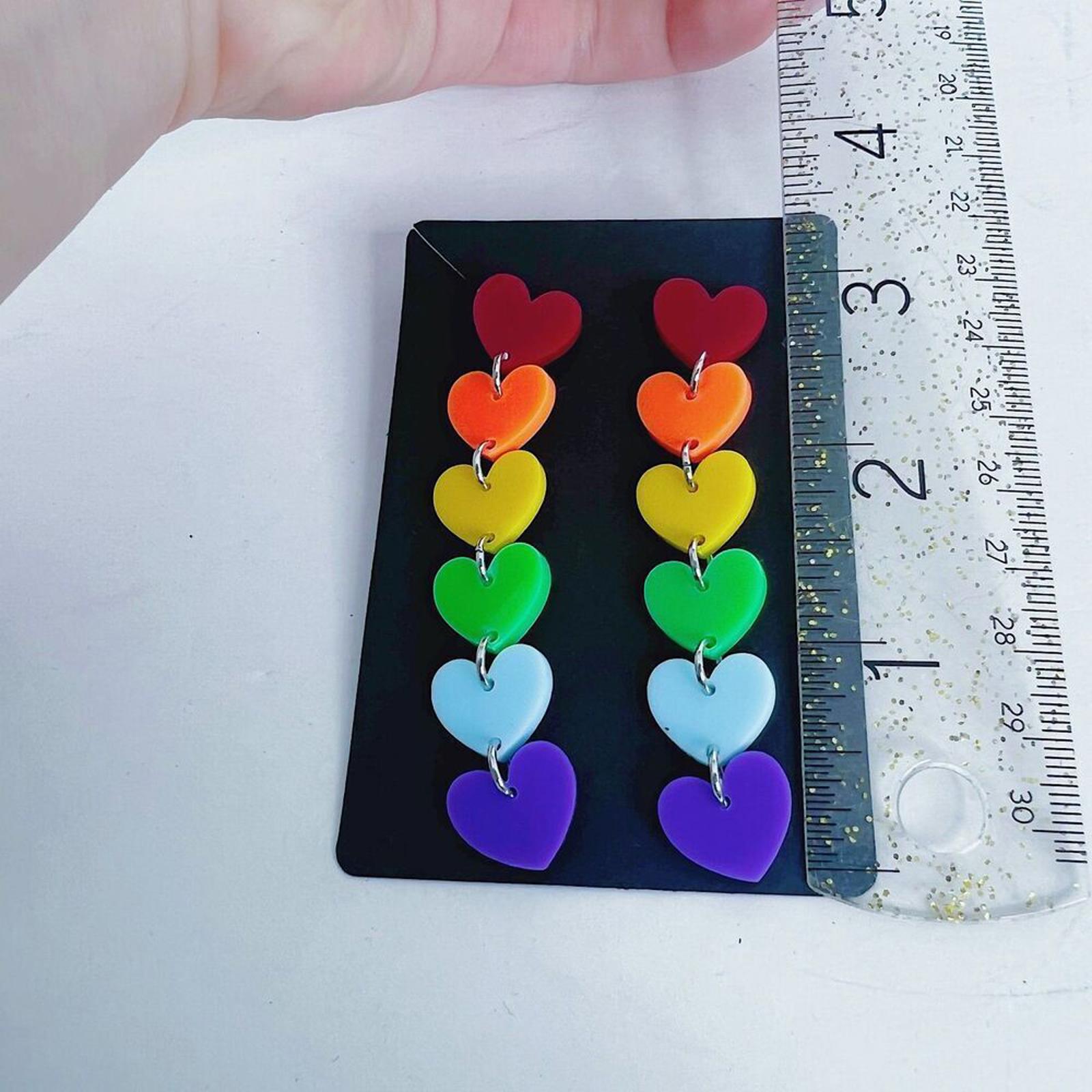 Rainbow Heart Earrings Pride Drop Dangling Earrings LGBTQ+