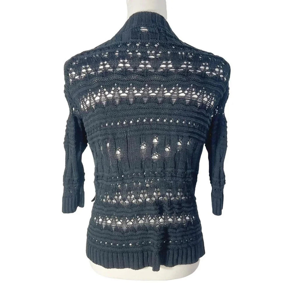 Doncaster Collection 100% Silk Black Knit Cardigan Women's Size XS