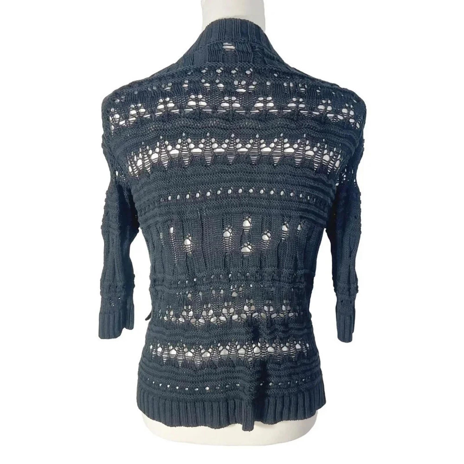 Doncaster Collection 100% Silk Black Knit Cardigan Women's Size XS