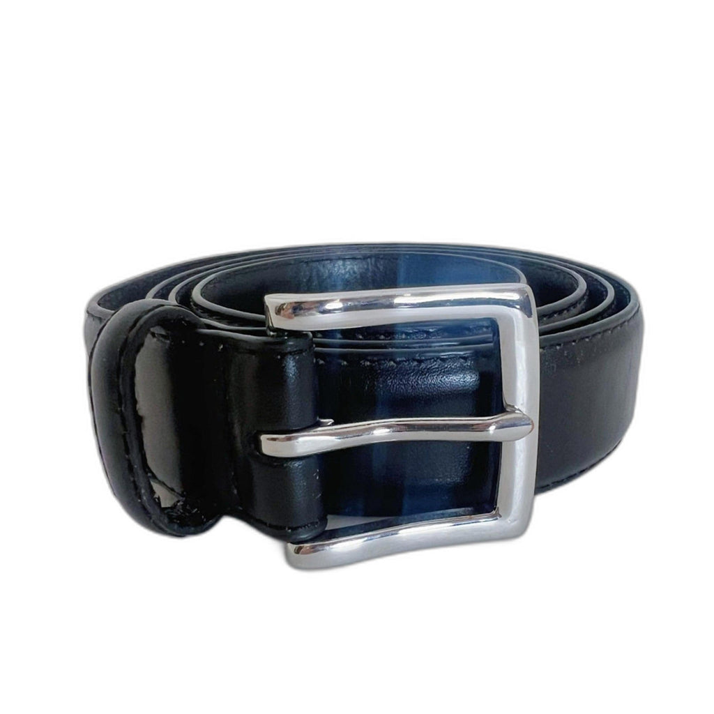J. Crew Men's Black Leather Belt Silver Buckle Size 38 Casual Formal