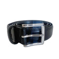 J. Crew Men's Black Leather Belt Silver Buckle Size 38 Casual Formal