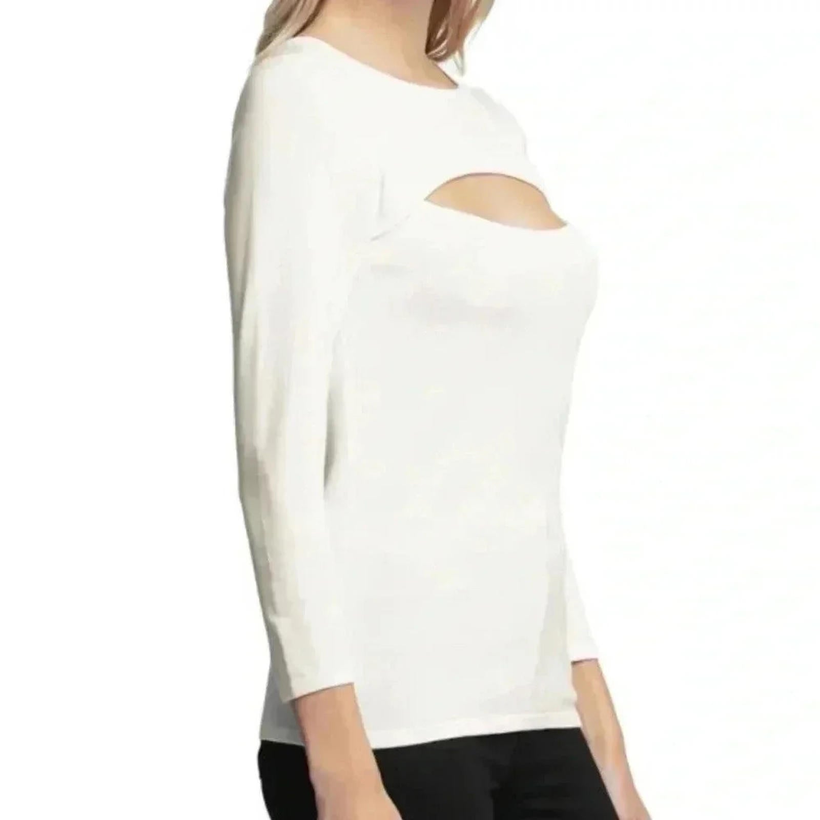 NWT L'Agence Jocelyn Cutout Sweater in Ivory Size S Minimalist Quiet Luxury