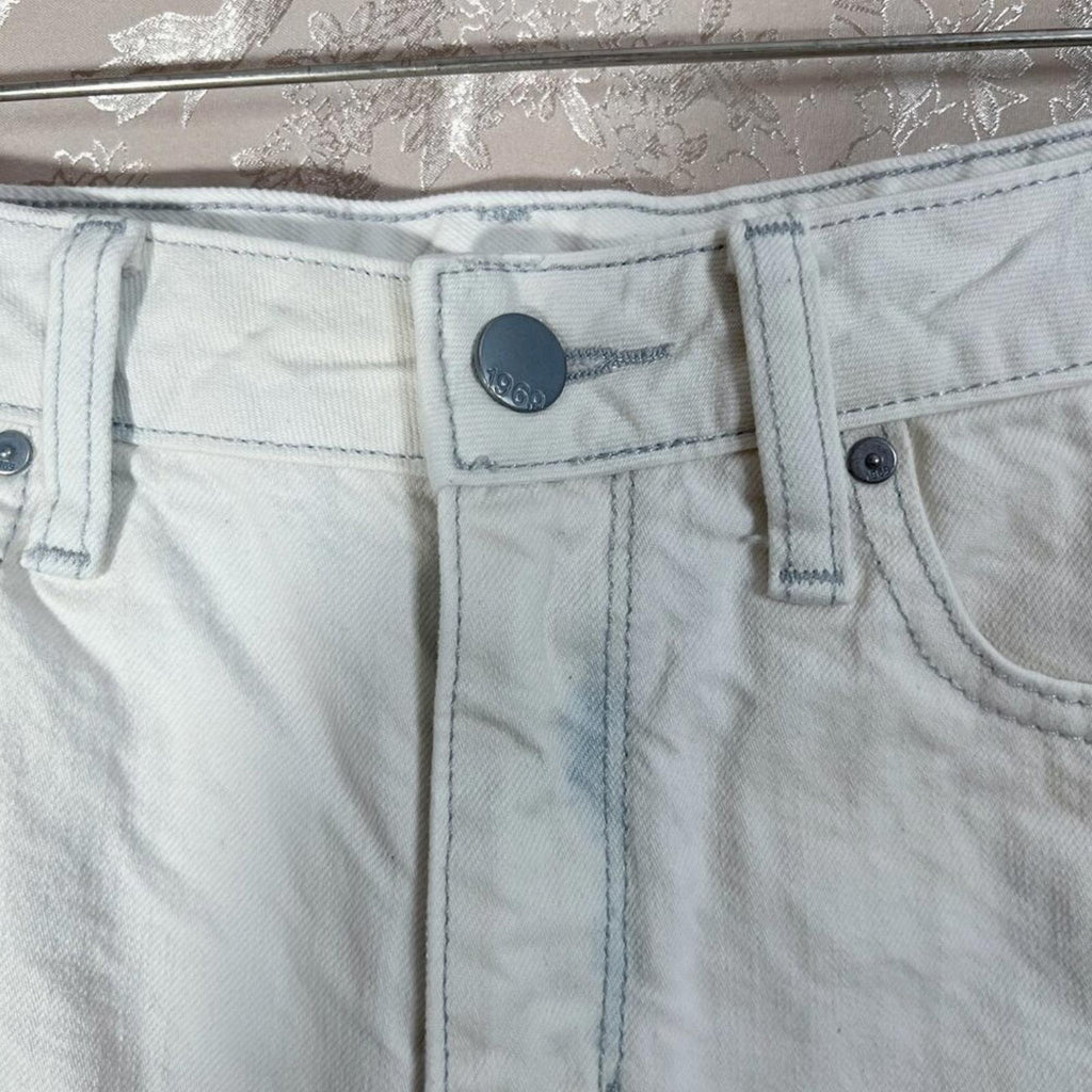 GAP High Rise Slim Cut-Offs Bleached White Denim Shorts Distressed Size 27
