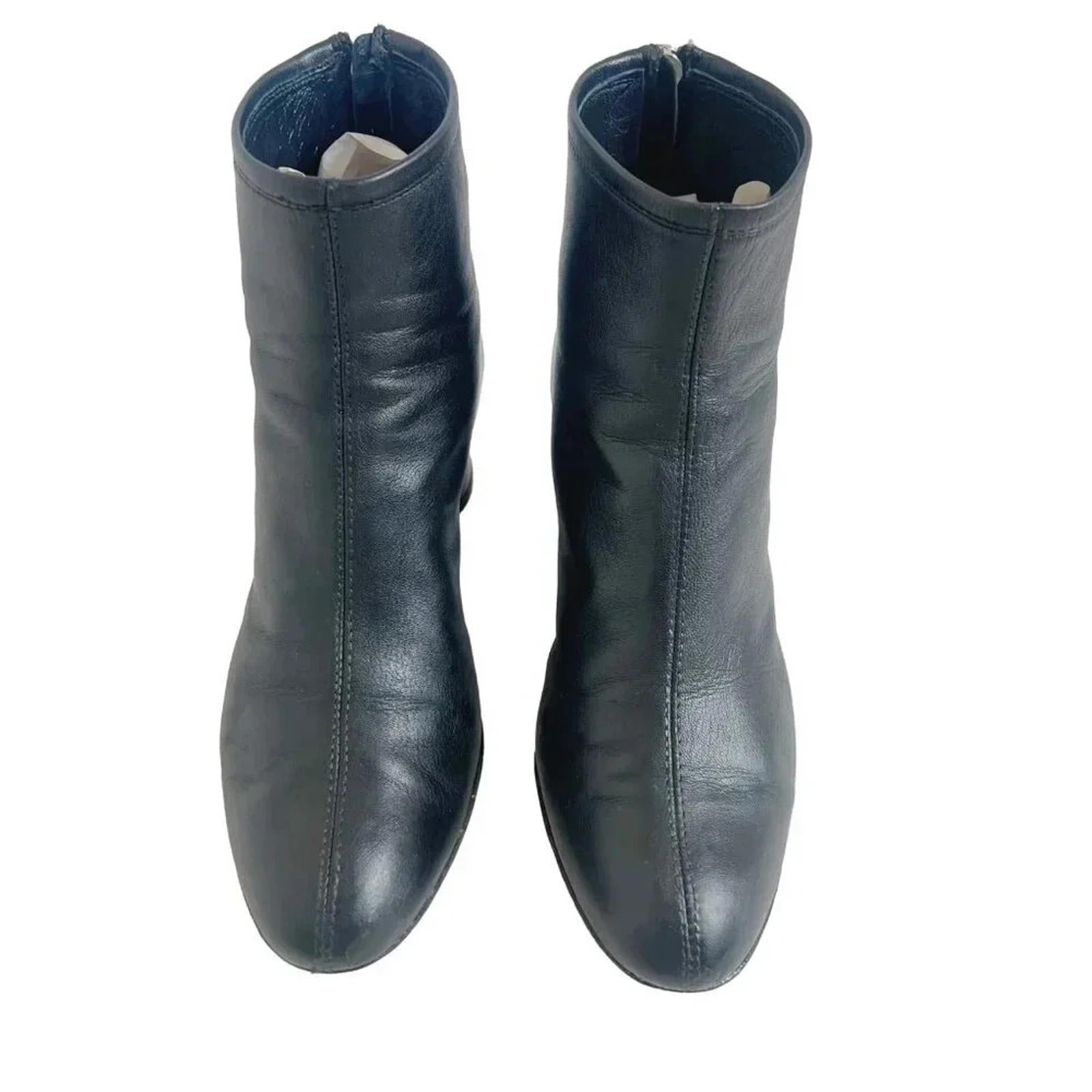 AGL Veta Precious Black Leather Ankle Boot With Tortoiseshell Heel Size 5.5