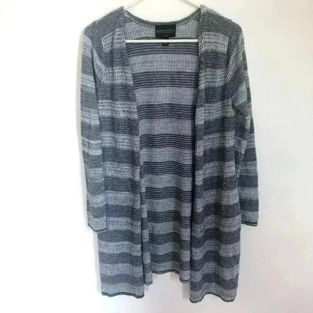 Absolutely Creative Worldwide Black White Knit Striped Cardigan Women's Size S