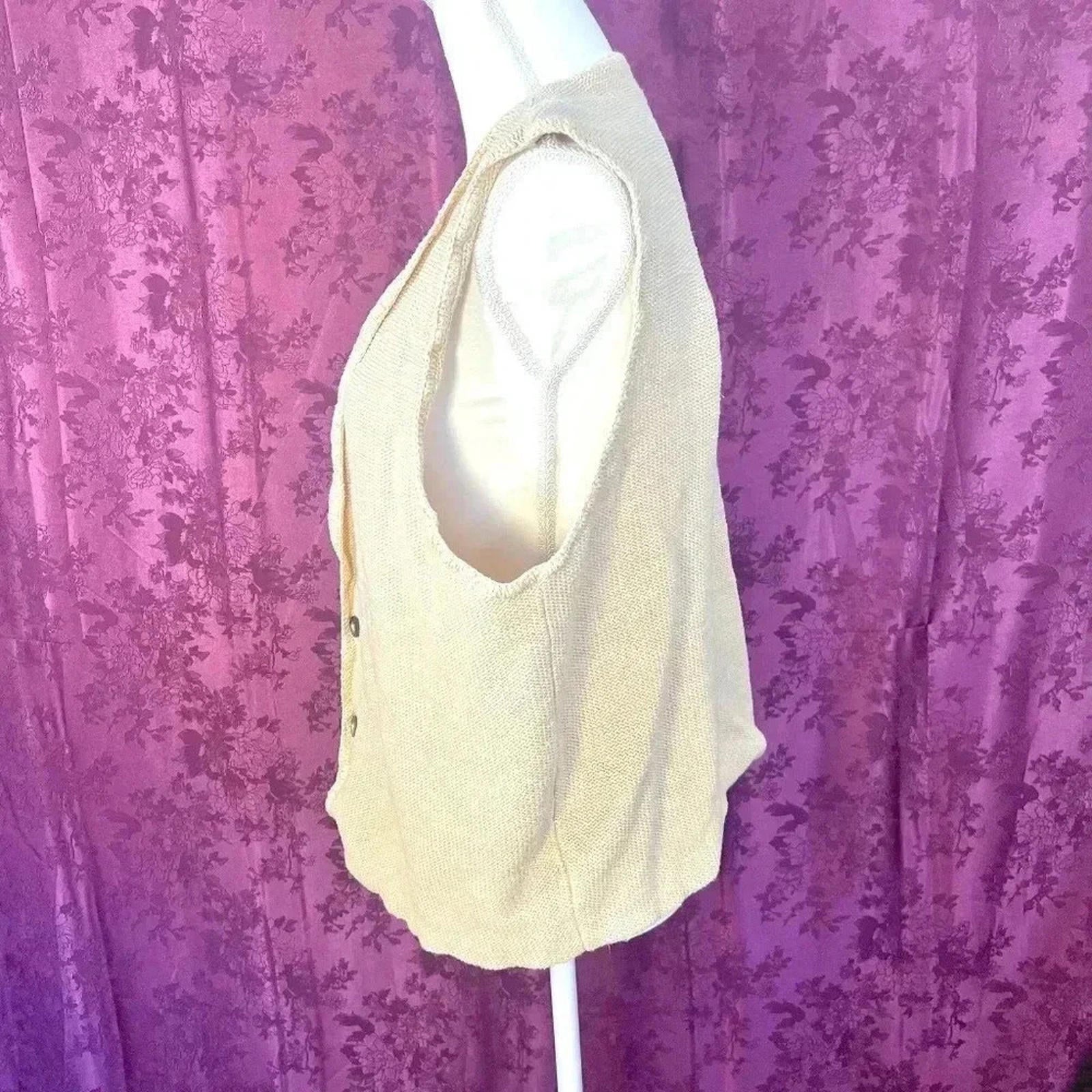 Vintage Men's Cream Knit Vest Grandpacore Size L