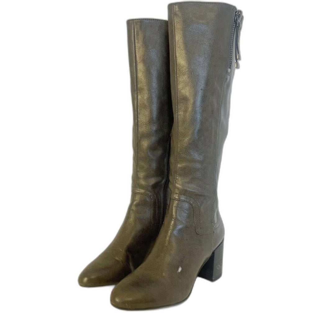Franco Sarto Nostalgia Grey Leather Knee High Boots Riding Boots Women's Size 6