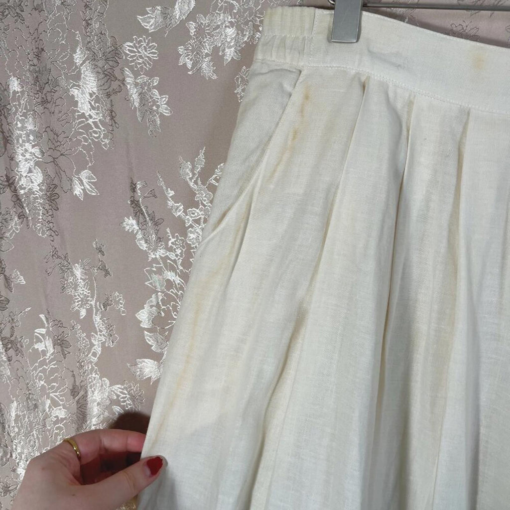 Vintage Carry Back Folk Skirt Peasant Lace Embroidered Maxi Skirt Cream Size 14
