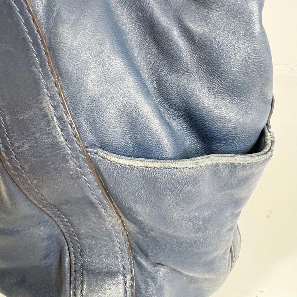 y2k Vintage Michael Kors Navy Blue Ludlow Leather Drawstring Shoulder Bag
