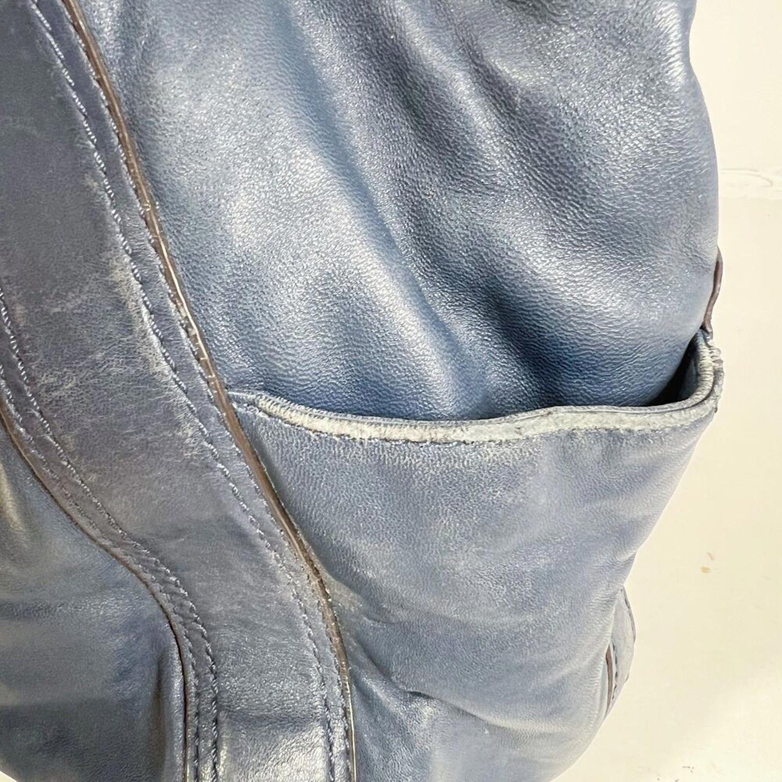 y2k Vintage Michael Kors Navy Blue Ludlow Leather Drawstring Shoulder Bag