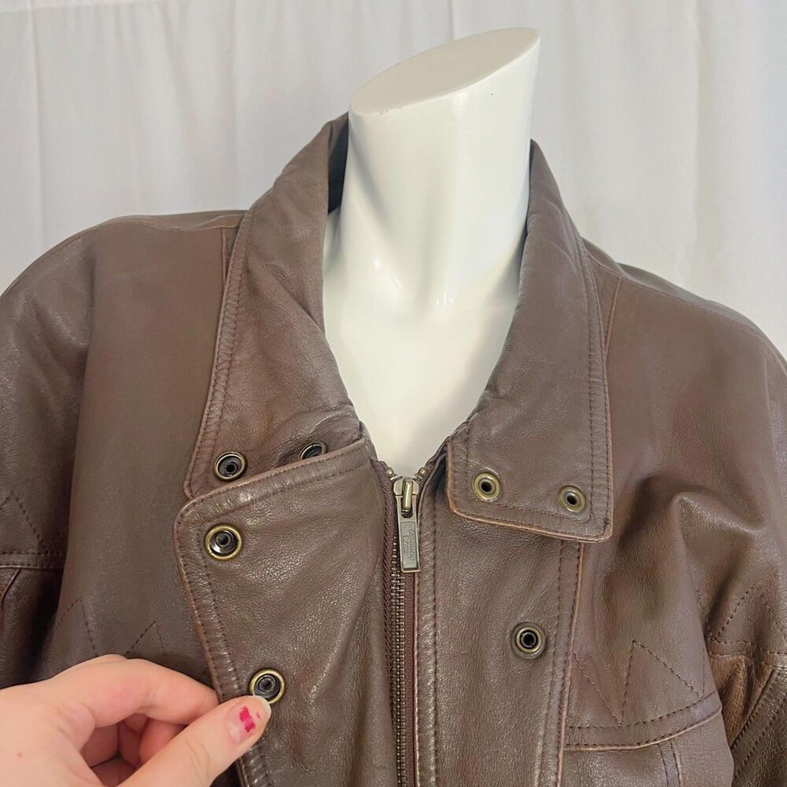 Vintage Adventure Bound by Wilson't Brown Leather Bomber Jacket Size L