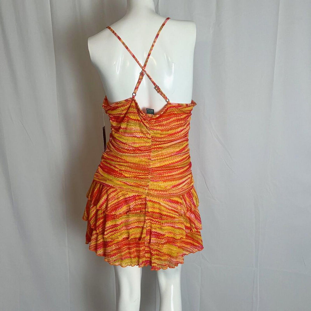 NWT Wild Fable Orange Yellow Ruffle Layered Summer Dress Fairycore Size L