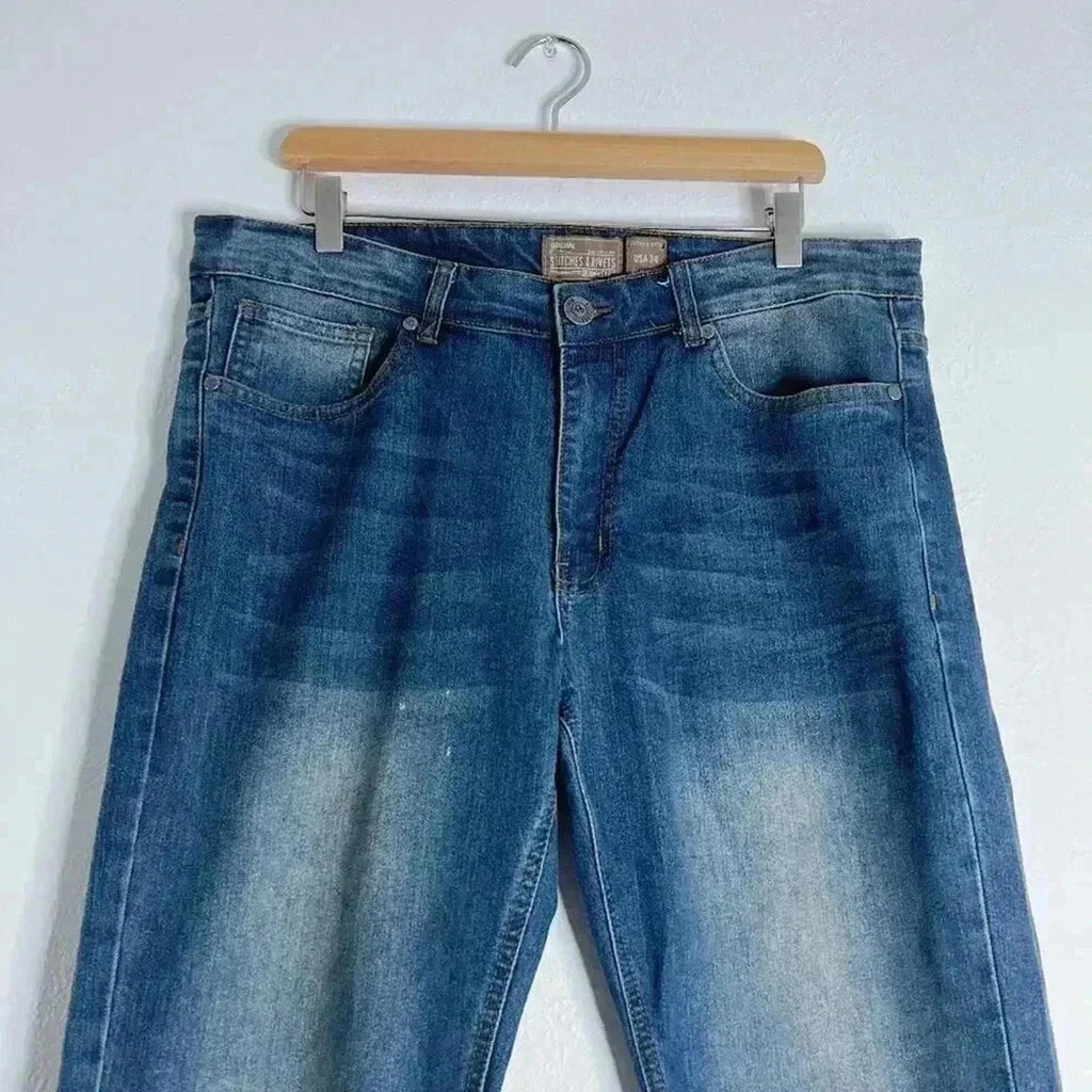 Stitches & Rivets Men's Slim Fit Jeans Dark Wash Mid Rise Size 34 x 32 Denim