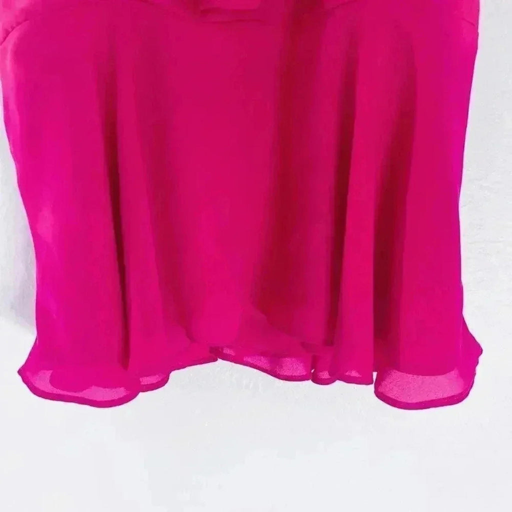 Parker Hot Pink Bow Peplum Tank Top Cami Barbiecore Women's Size S