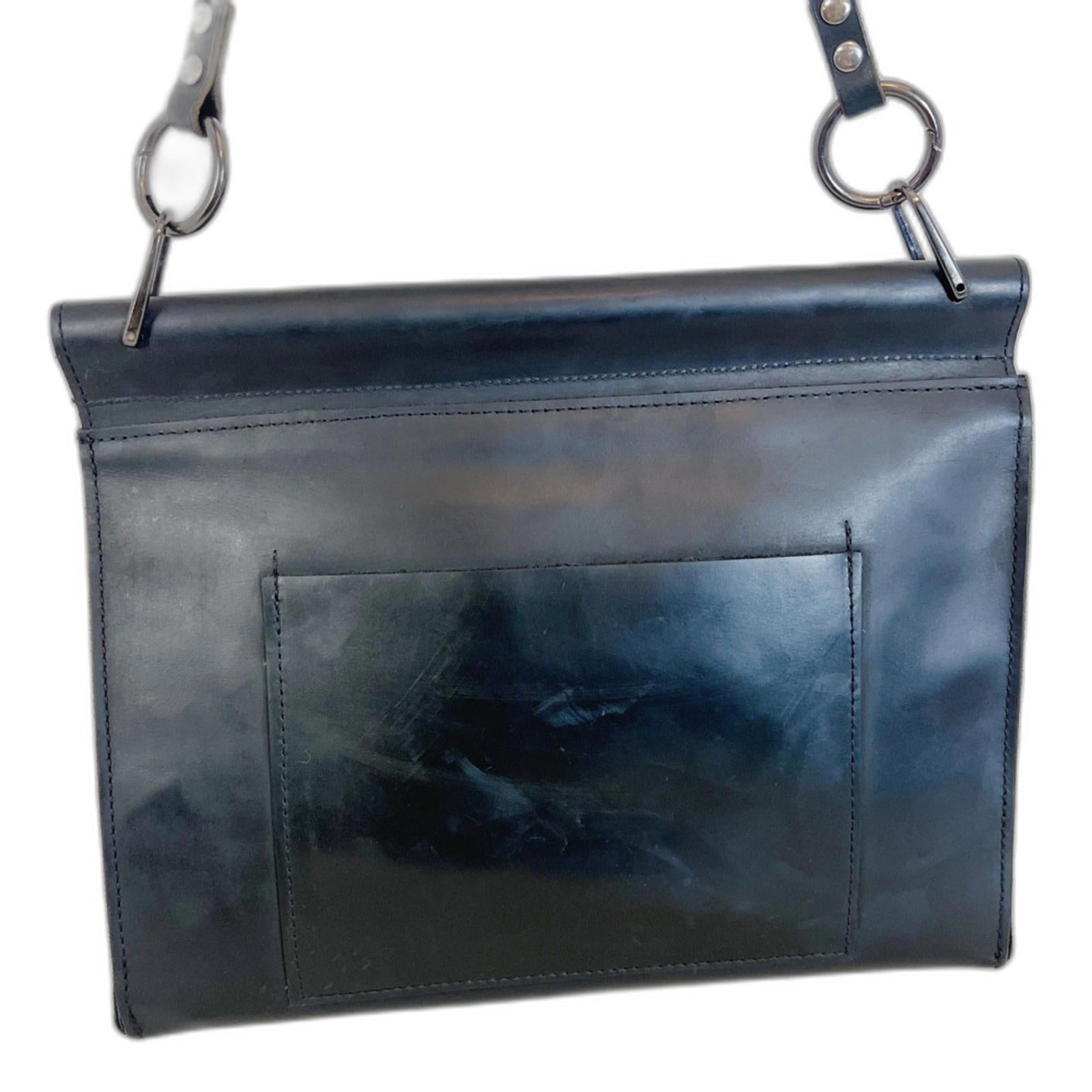 Vintage Tesoro Black Leather Satchel Laptop Bag Briefcase