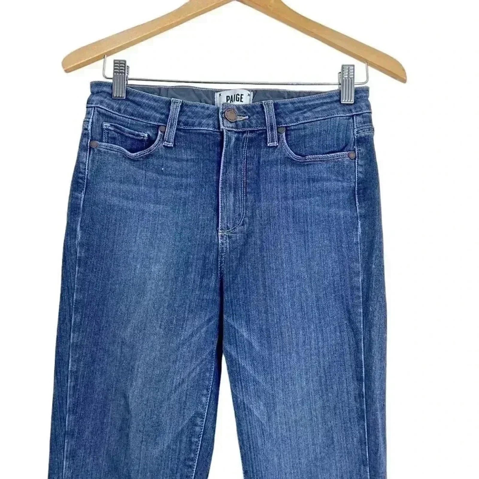 Paige Hoxton Crop Rollup Dark Wash Midrise Skinny Jeans Mid Rise Women's Size 28