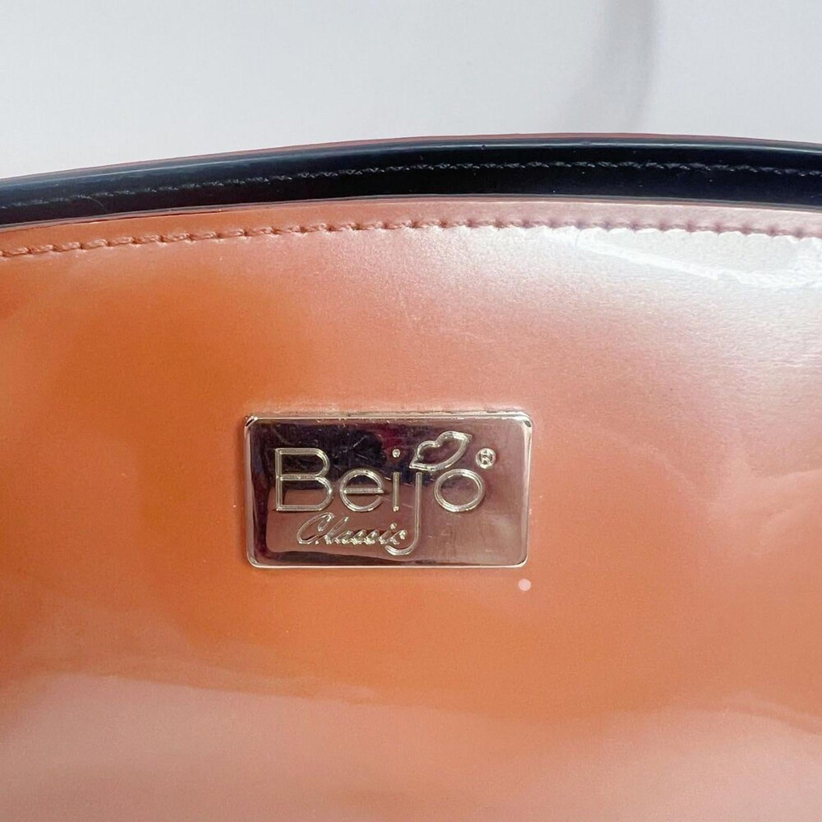 RARE Beijo Over The Moon Pink Iridescent Patent Leather Metallic Shoulder Bag